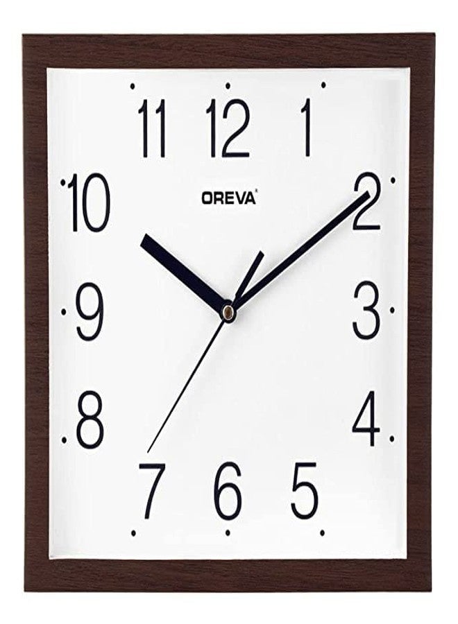 ساعة حائط بسيطة مربعة الشكل من OREVA مصنوعة من البلاستيك ومظهر خشبي (25.3 × 4.5 × 25.3 سم، AQ 5257) (D.Wood)